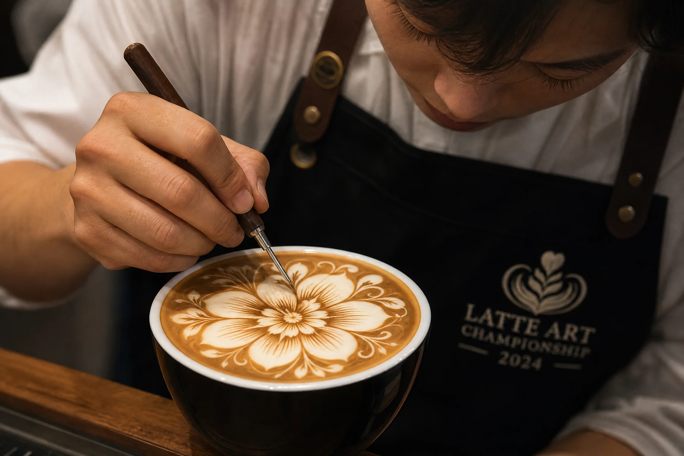 雕花艺术赛事选手使用雕花针创作